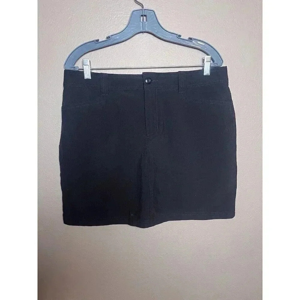 Eddie Bauer Travex Skort Skirt Solid Black Size 10